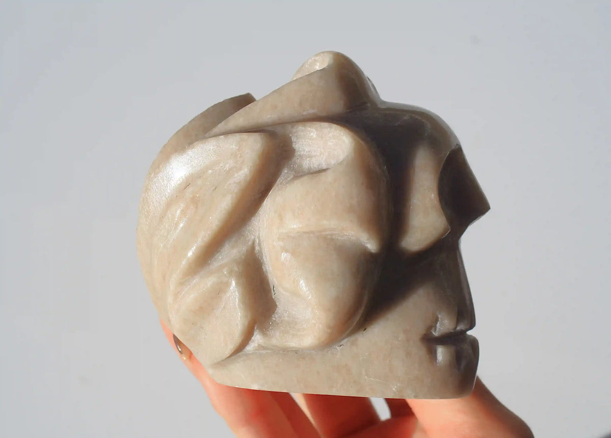 Lotus Flower Skull Authentic Isis Goddess Temple Stone from Egypt