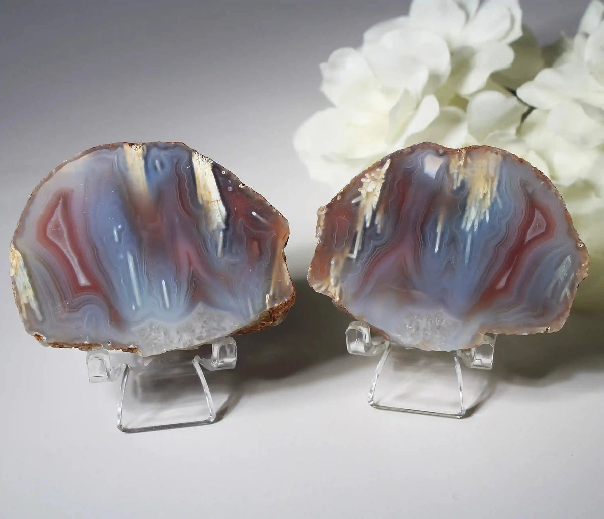 Swazi agate, agate pairs, swazi agate pair, orange swazi agate, white swazi agate, pink swazi agate, purple swazi agate, collectors swazi agate 
