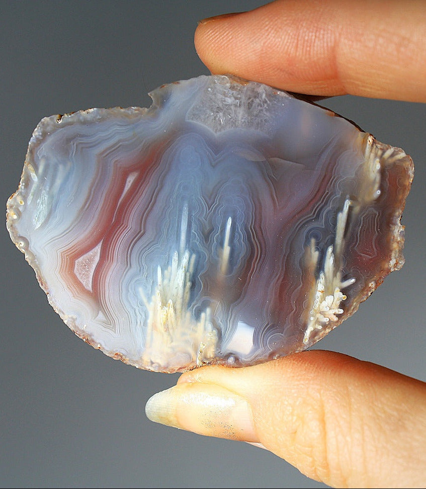 Pink and Blue Swazi Agate Pair with Banding