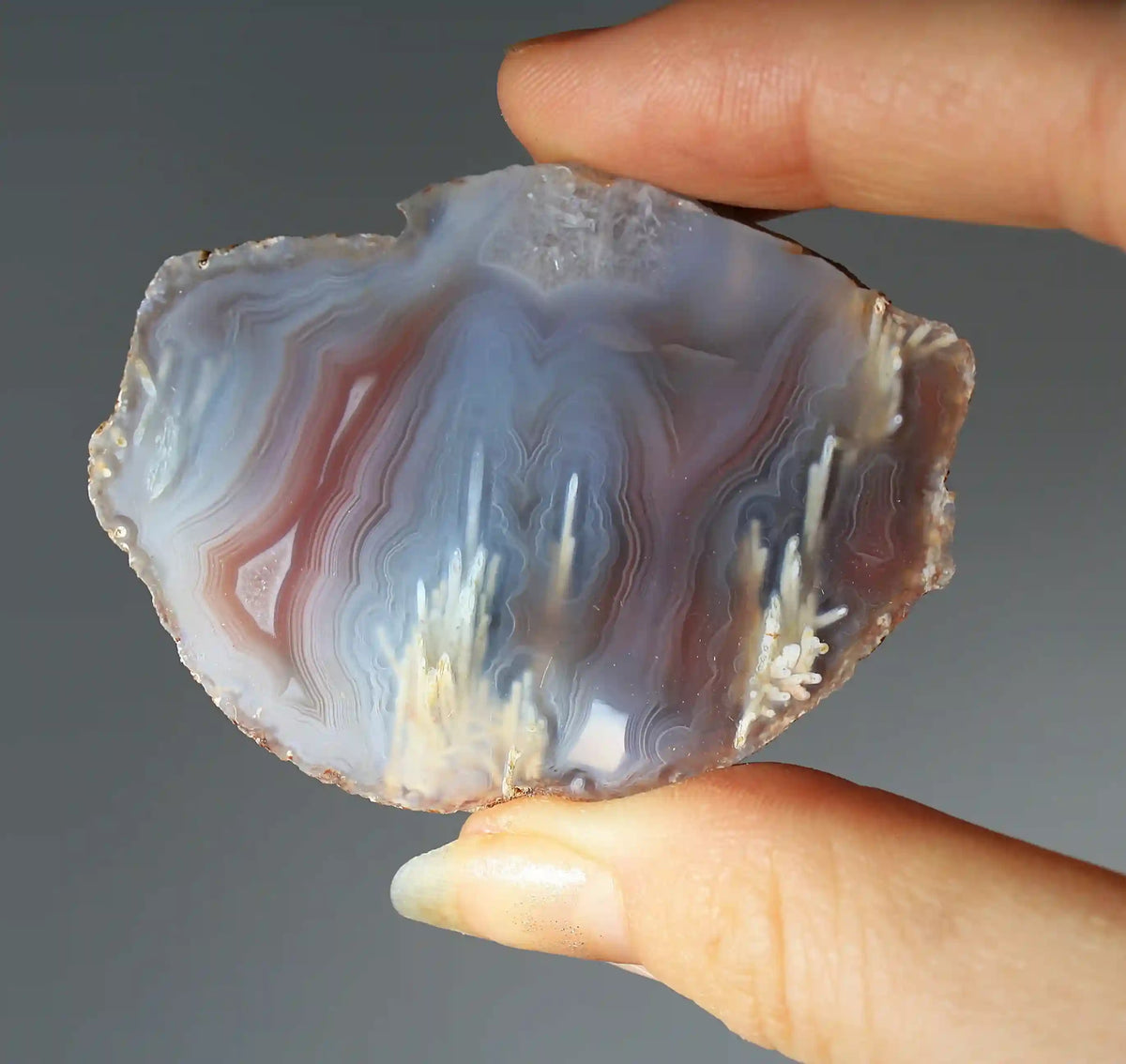 Pink and Blue Swazi Agate Pair with Banding