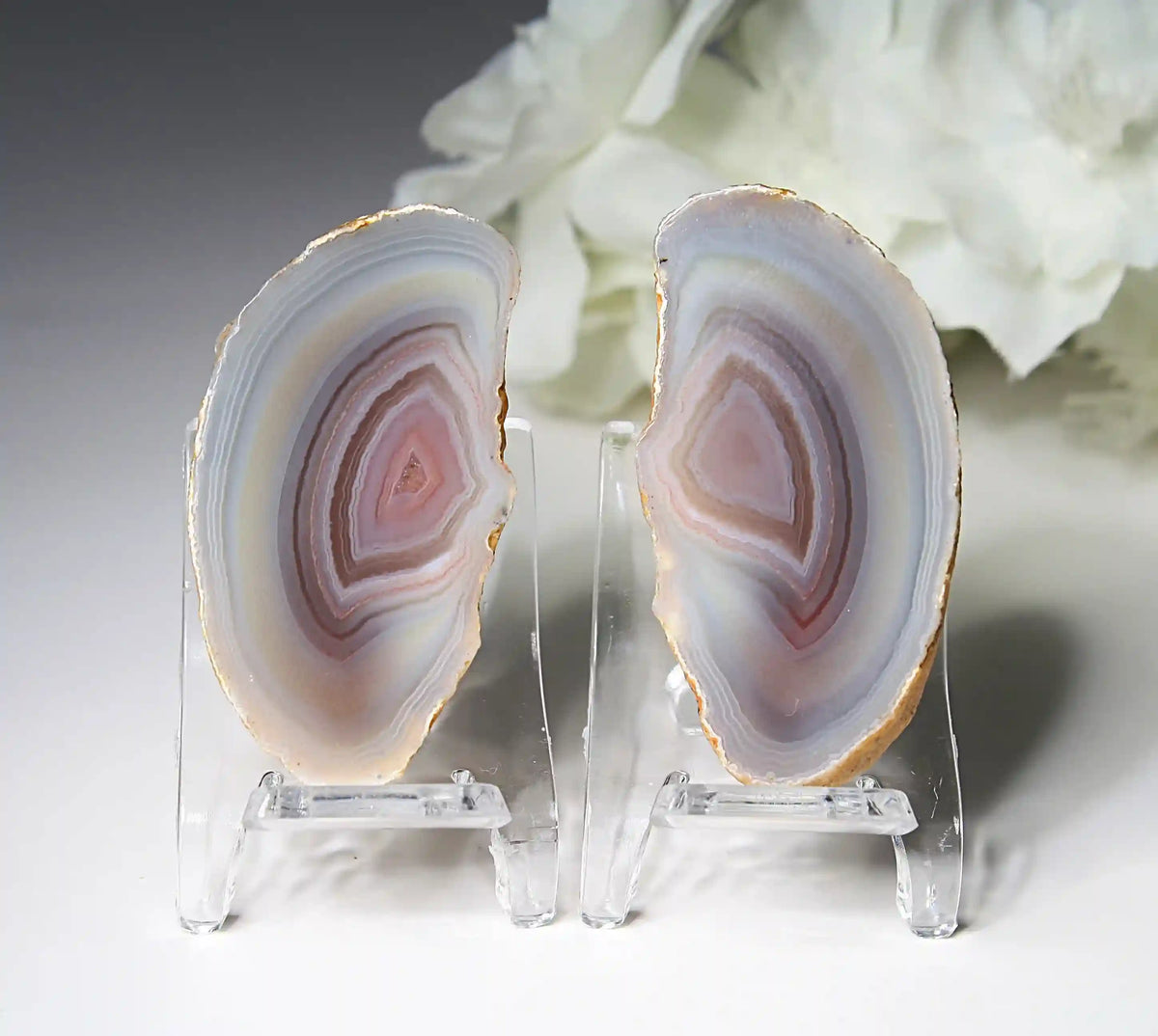Swazi agate, agate pairs, swazi agate pair, orange swazi agate, white swazi agate, pink swazi agate, purple swazi agate, collectors swazi agate, pastel agate , pastel swazi agate
