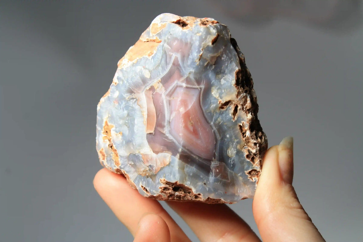 Unique Pink Swazi Agate Slice with Banding