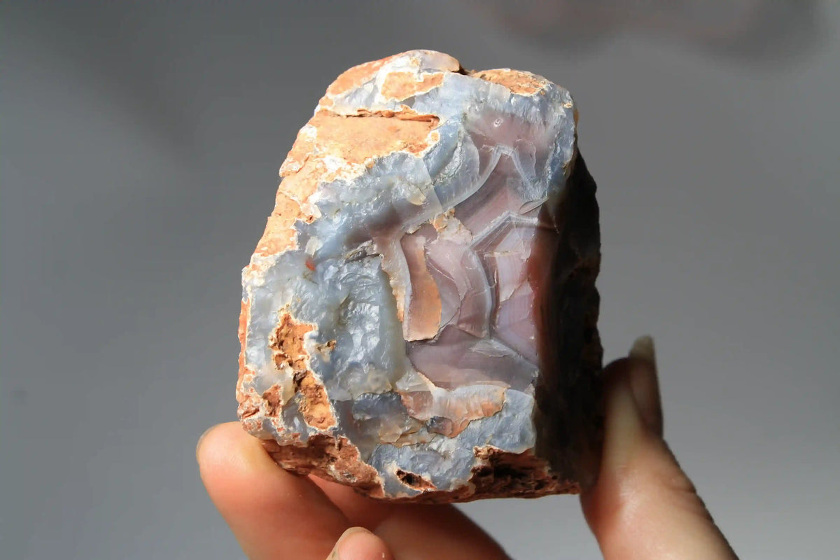 Unique Pink Swazi Agate Slice with Banding