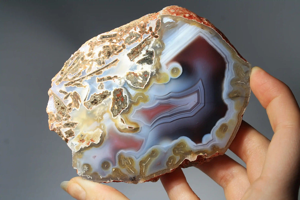 Large Pink and Blue Swazi Agate Pair with Banding