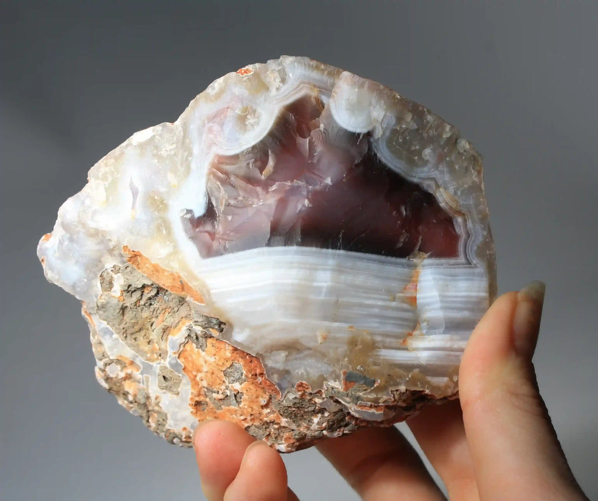 Large Pink and Blue Swazi Agate Pair with Banding
