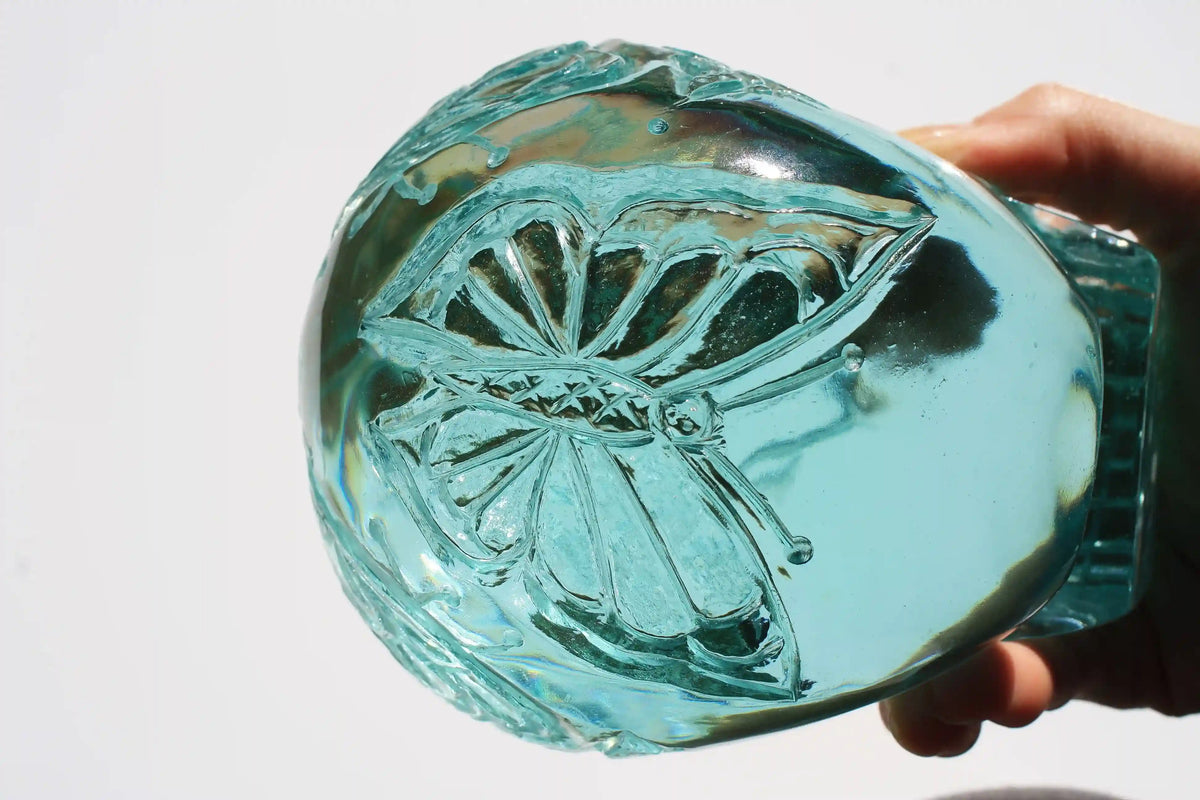 Large Obsidian Crystal Butterfly Engraved Skull by Vikas Meena