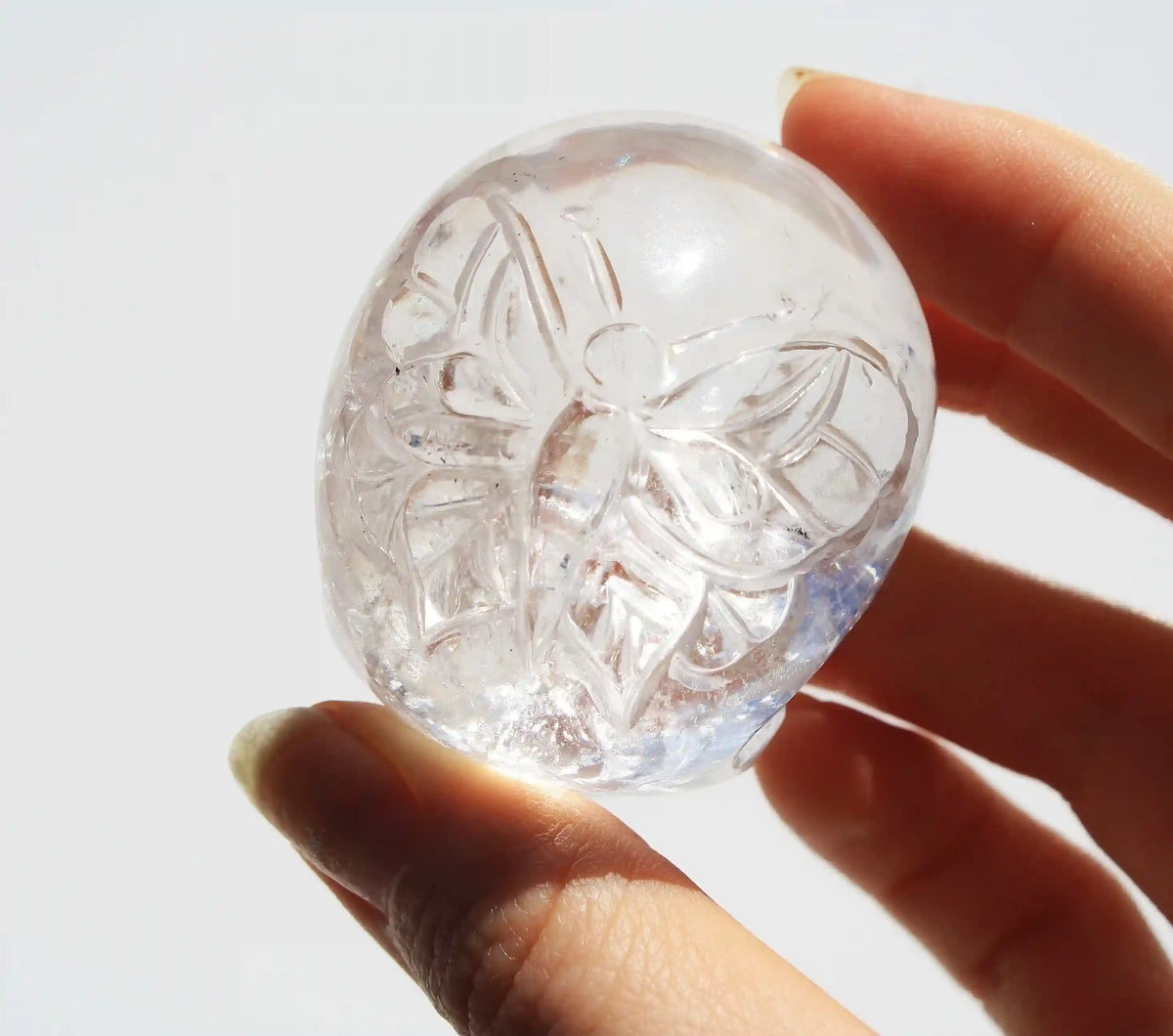 Himalayan Quartz Crystal Butterfly Engraved Skull by Vikas Meena
