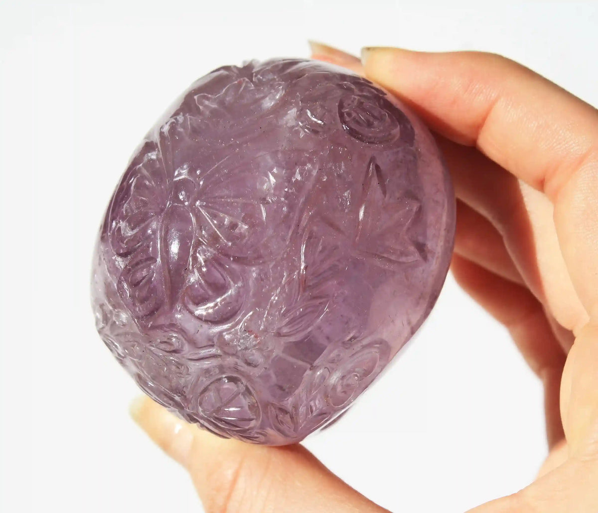 Amethyst Crystal Butterfly Engraved Skull by Vikas Meena