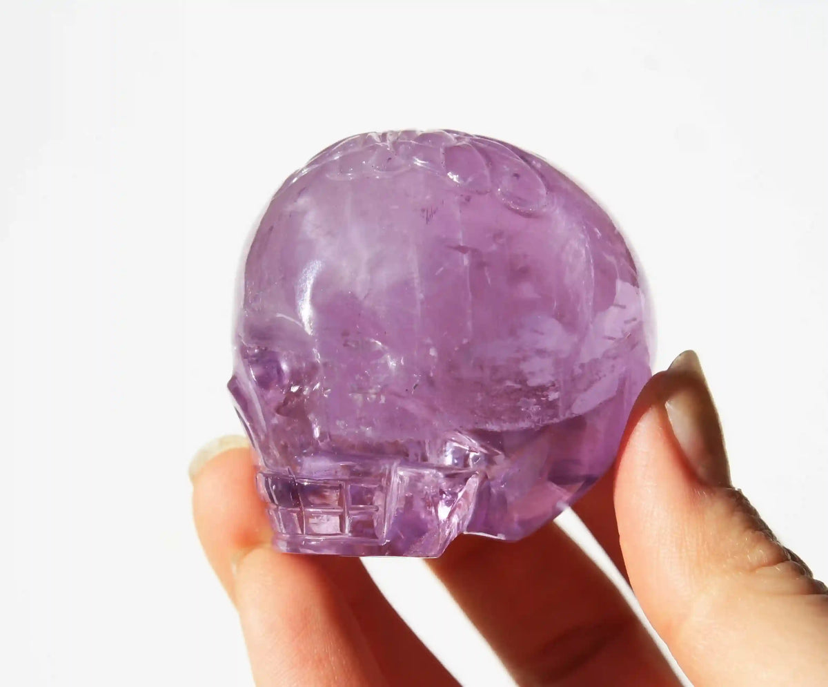 Amethyst Crystal Butterfly Engraved Skull by Vikas Meena