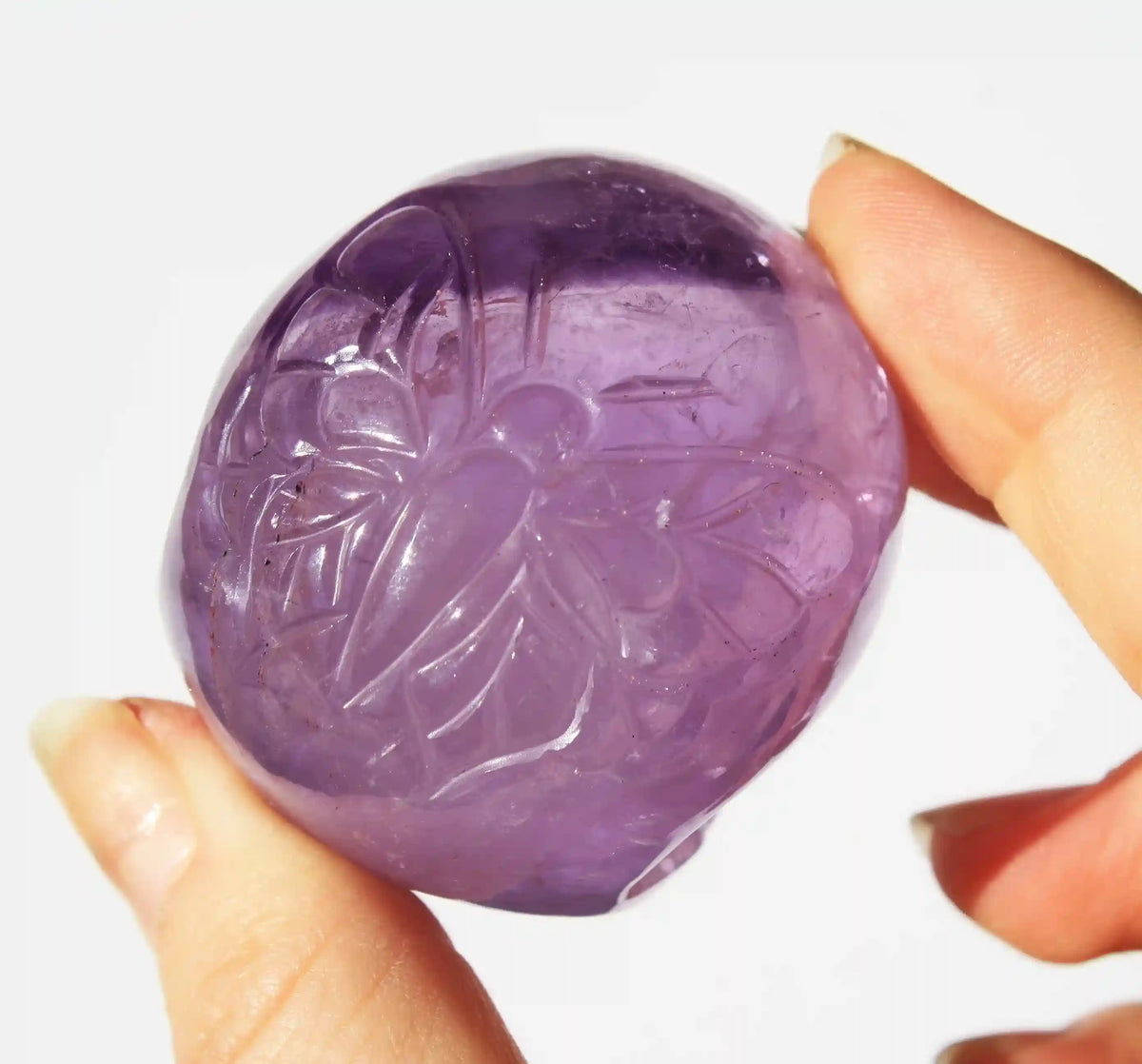 Amethyst Crystal Butterfly Engraved Skull by Vikas Meena