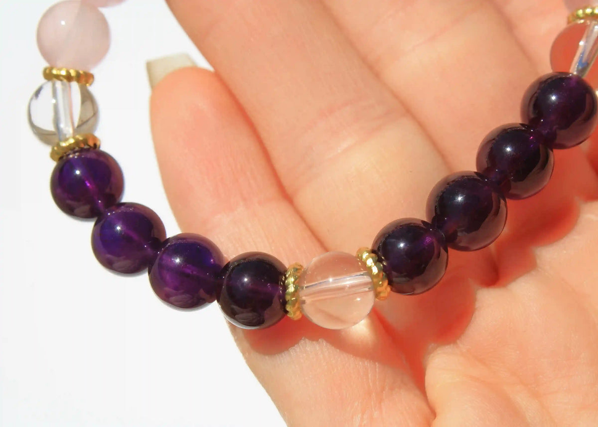 Butterfly Bracelets Custom Designed Amethyst, Rose and Clear Quartz