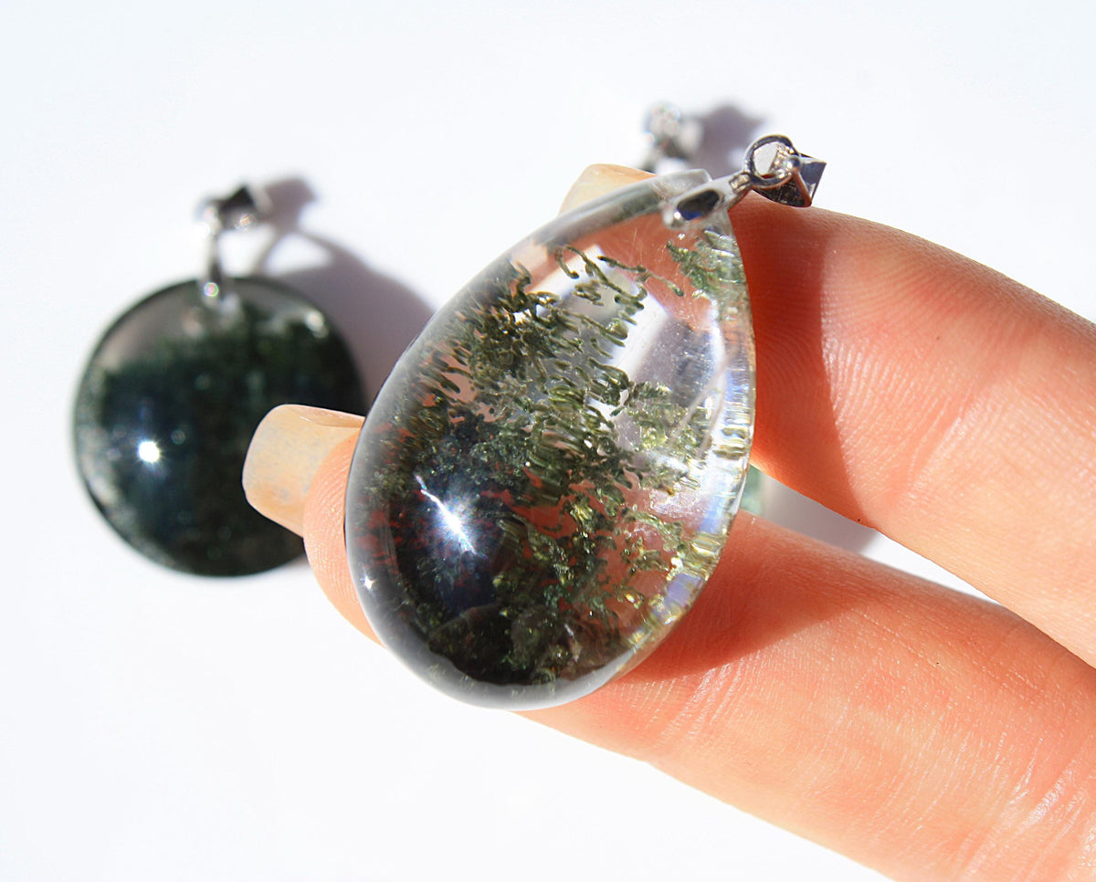 High-quality Forest Garden Quartz Pendants | Garden Quartz | Crystal Pendant | Chlorite in Quartz | S925 Silver Pendant | YOU CHOOSE |