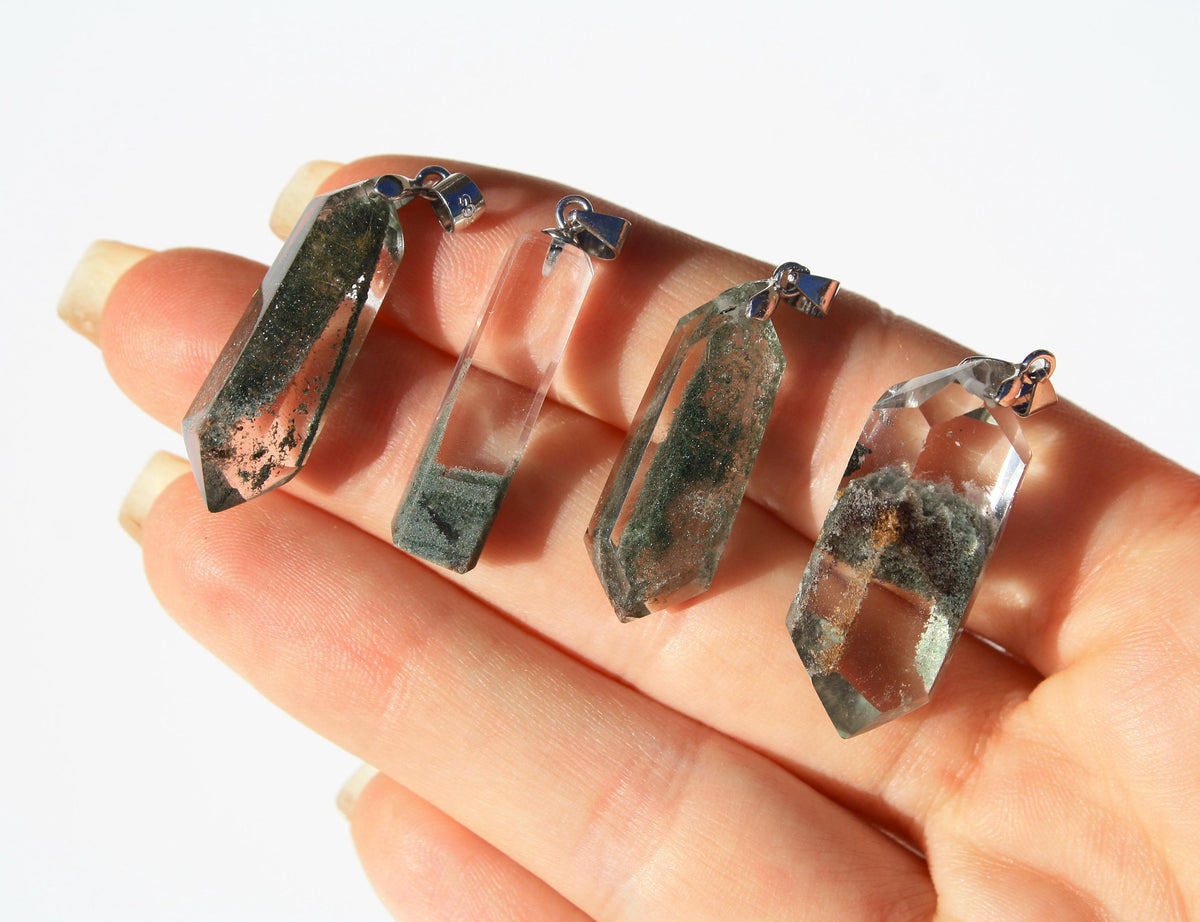 High-quality Forest Garden Quartz Pendants | Garden Quartz | Crystal Pendant | Chlorite in Quartz | S925 Silver Pendant | YOU CHOOSE |